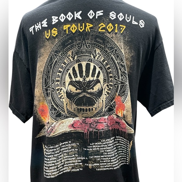 Iron Maiden The Book Of Souls US Tour 2017 T-Shirt Black Band Tee Men’s Large - Picture 4 of 11